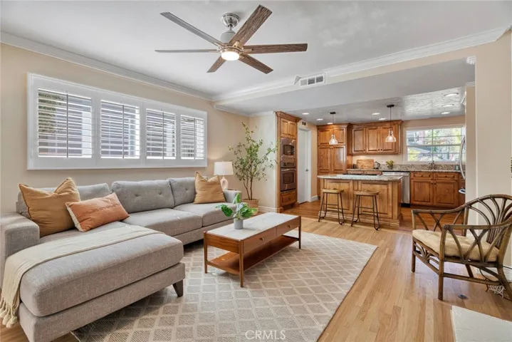 Living area into kitchen