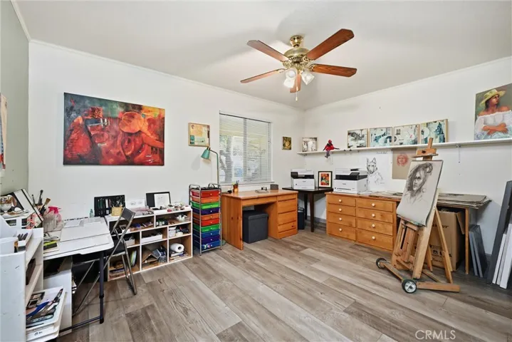 Bedroom 1 is currently being used as an artist's studio.