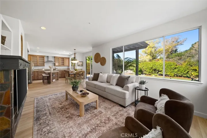 Family room and adjacent kitchen