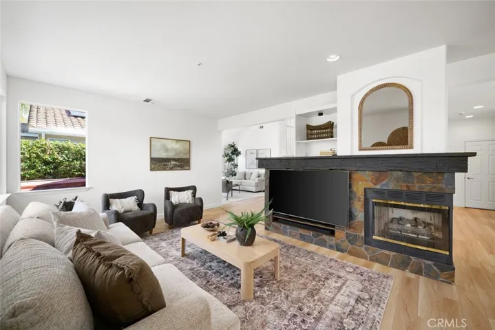 Family room with fireplace