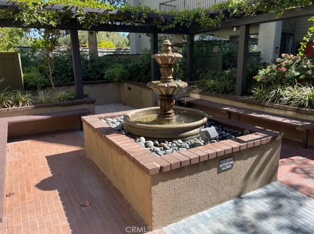 Fountain and sitting area