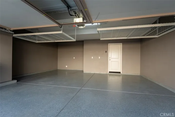 Finished garage with extra long storage space