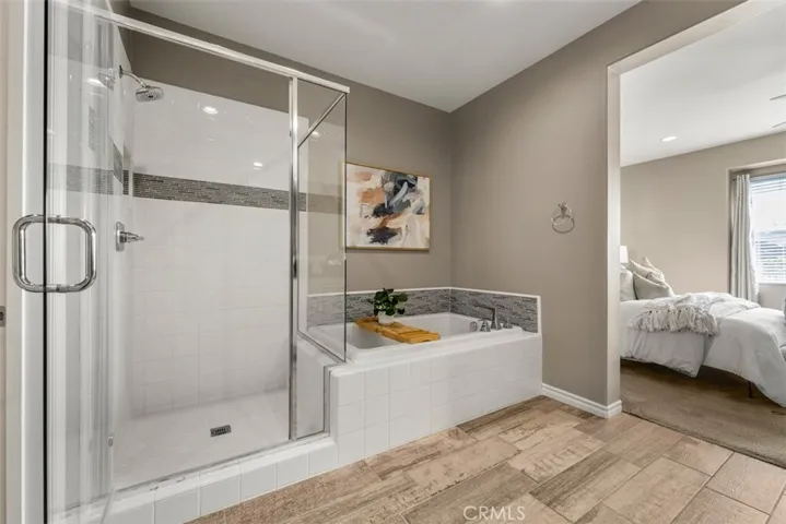 Walk in shower and soaking tub