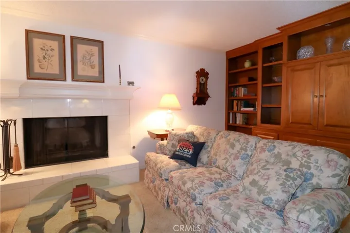 Living room with custom built-in cabinetry.