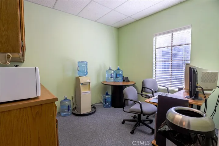 Break room at the back of the unit. Break room is ~ 9.75' x 10.75'.