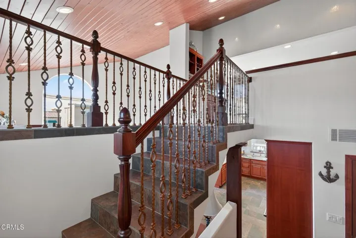 Stairs to top-level family room