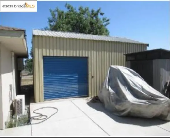 View of detached garage