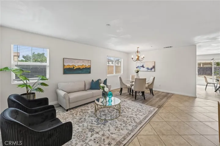 Open-concept living and dining area