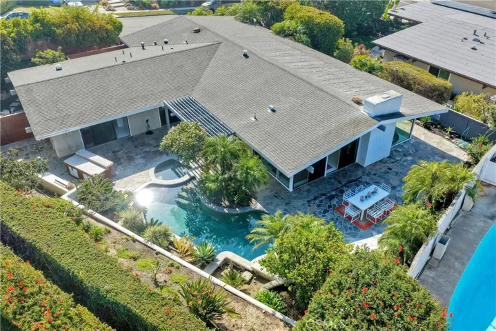 Overview of home and pool, BBQ Island to left of pool