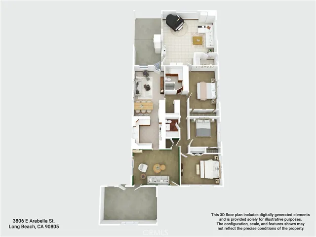 Digitally generated floor plan for illustration purposes only, scale, configuration & features may not reflect precise conditions.