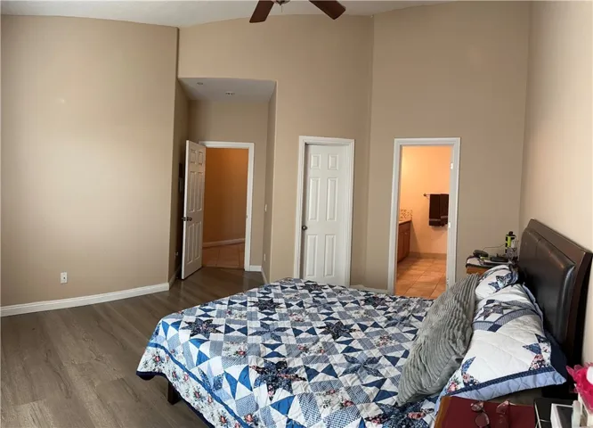 master bedroom view towards bath, walk-in closet and hallway