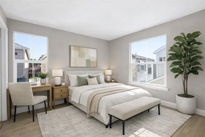 Upper level bedroom virtual staging.