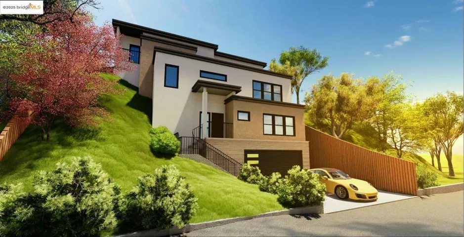 Rear view of house featuring stucco siding, a garage, and driveway