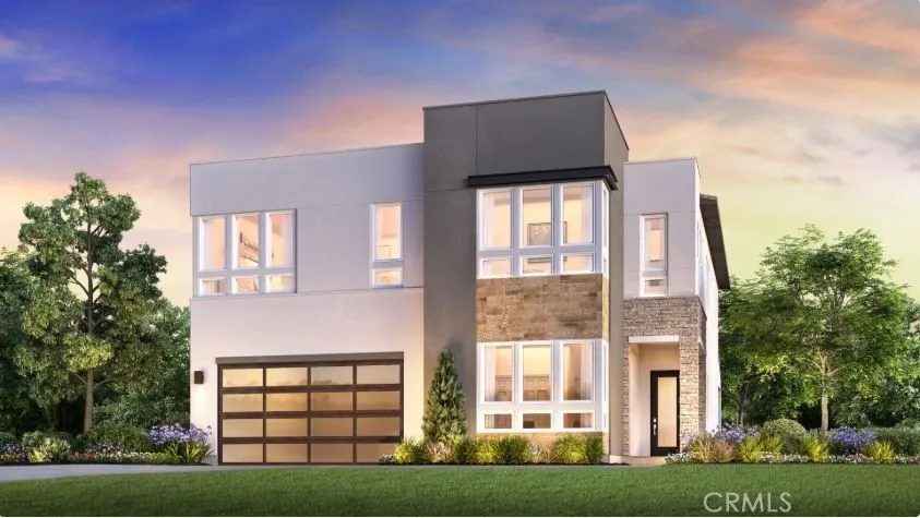 Front Elevation: Sora Mid-Century Modern - Skylar Collection - Photo of artist rendering.  Not actual home for sale.  Home is still under construction.