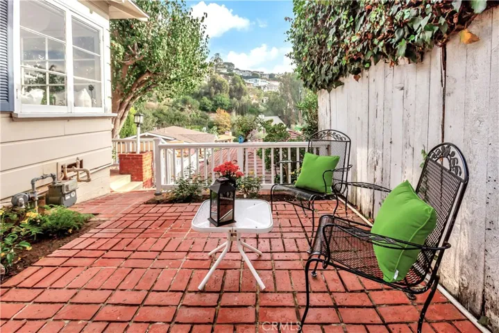 Side yard brick patio off Living room