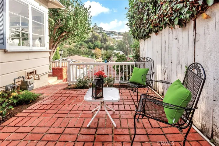 Side yard brick patio off Living room