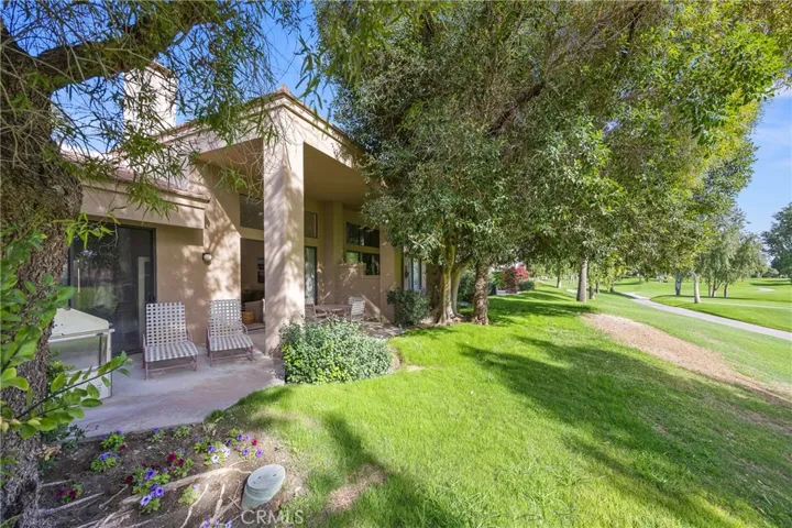 Looking at the back patio from the fairway