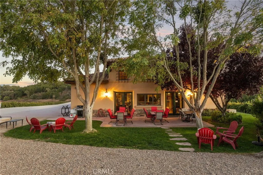 Back patio at twilight.
