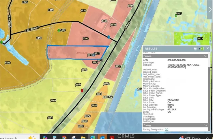 Zoning Map showing CC