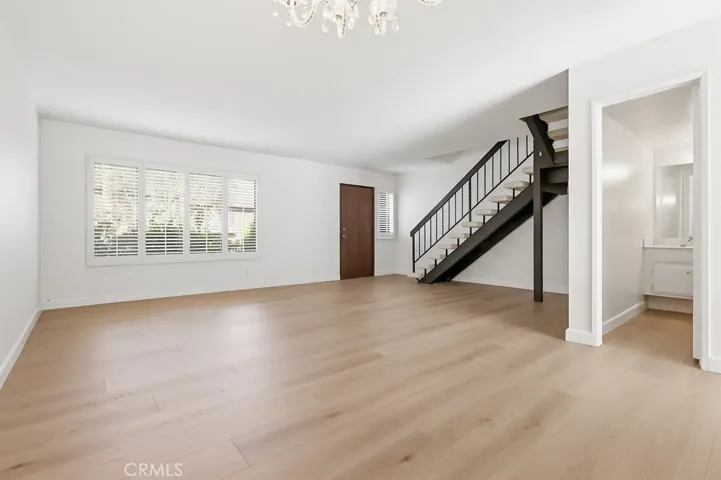 New matte finish plank flooring in lower level