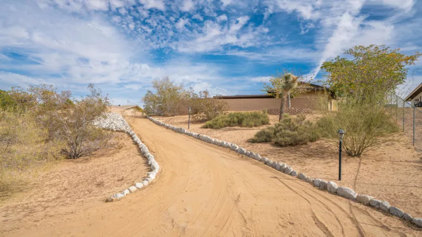 Backyard driveway close up