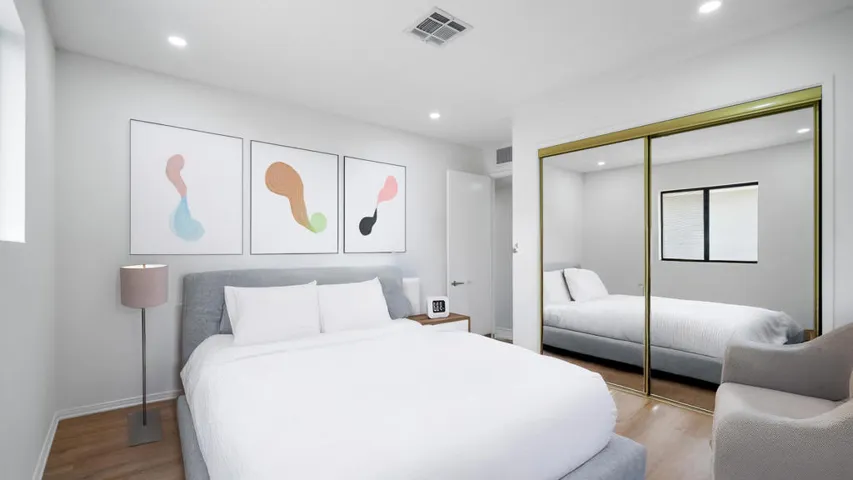 Guest bedroom staged