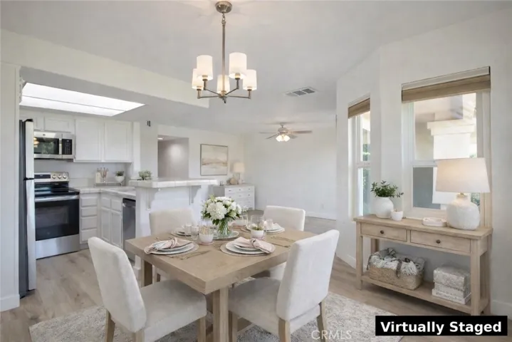 Virtually staged eating area
