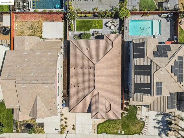 Aerial view of a pool