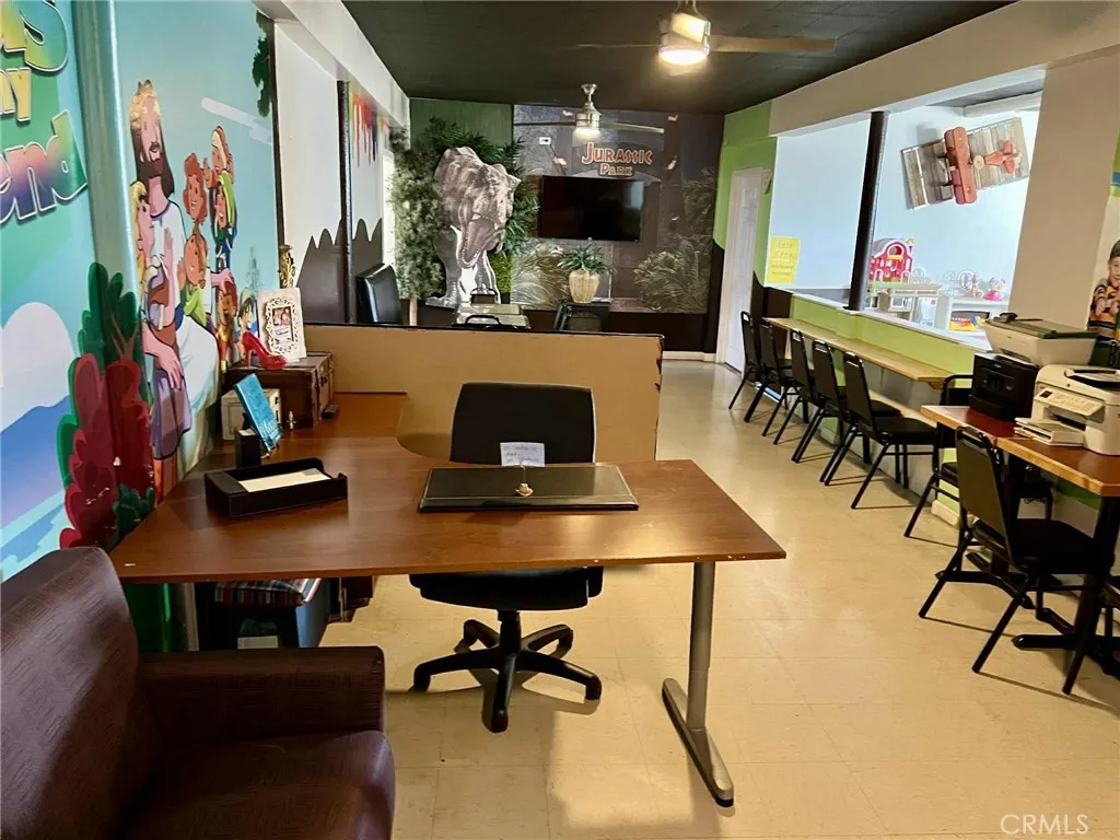 desk in downstairs area