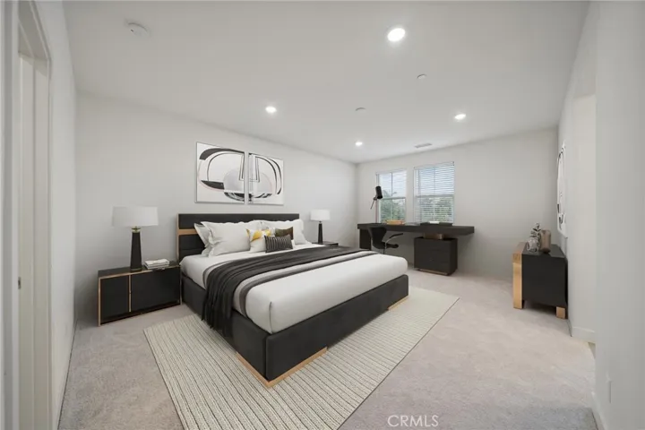 Large Primary Bedroom with Recessed Lights-Digitally Staged