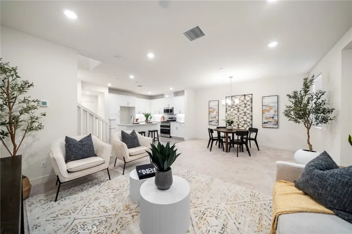 Staged Great Room, spacious open floor plan.