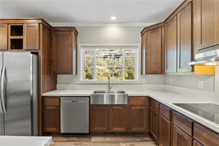 Stainless Steel Appliances with Farm-Style Sink