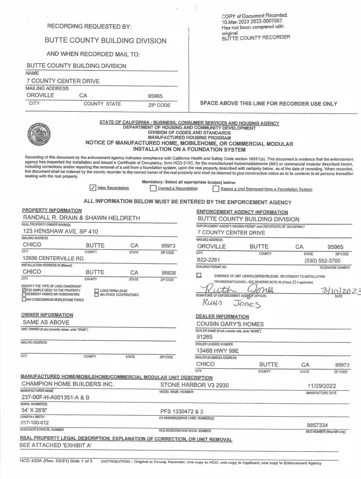 Foundation System Form HCD 433A