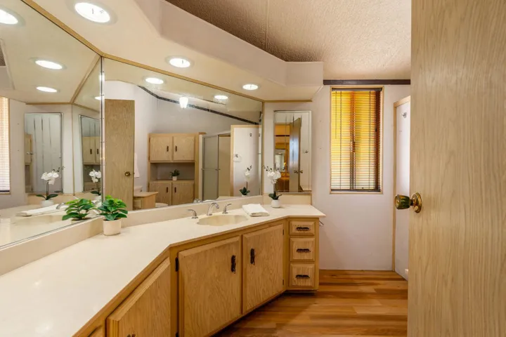 Primary ensuite with shower over tub