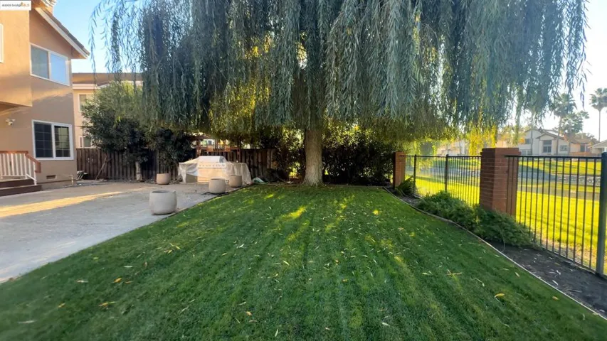 View of fenced backyard