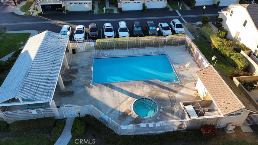 Community pool area aerial photo