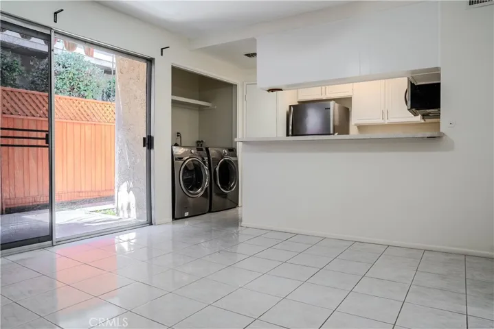 Passthrough window from the kitchen to the dining area.