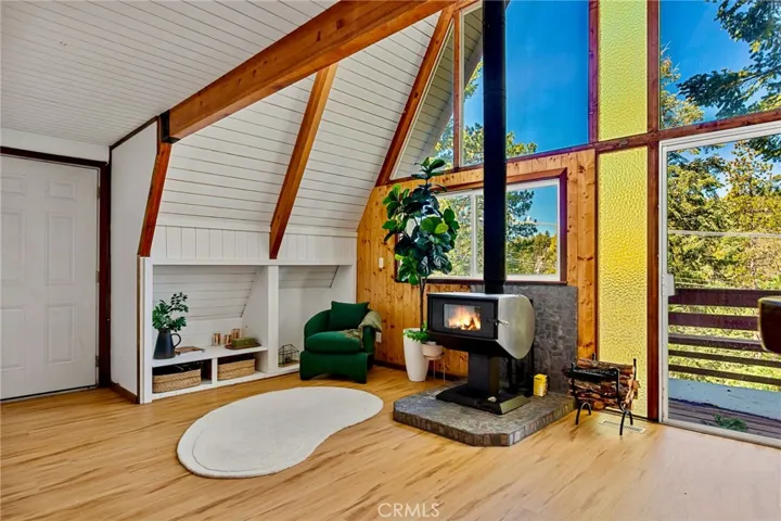 Living room with front deck.