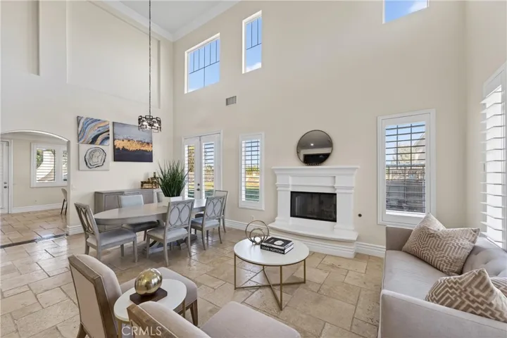 Note french doors to backyard and tile extends to kitchen and nook area