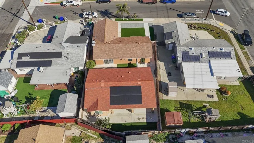 Aerial View of Front House and Back ADU with Solar