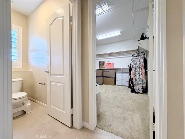 Separate toilet area with door in primary bathroom and entrance to walk-in closet