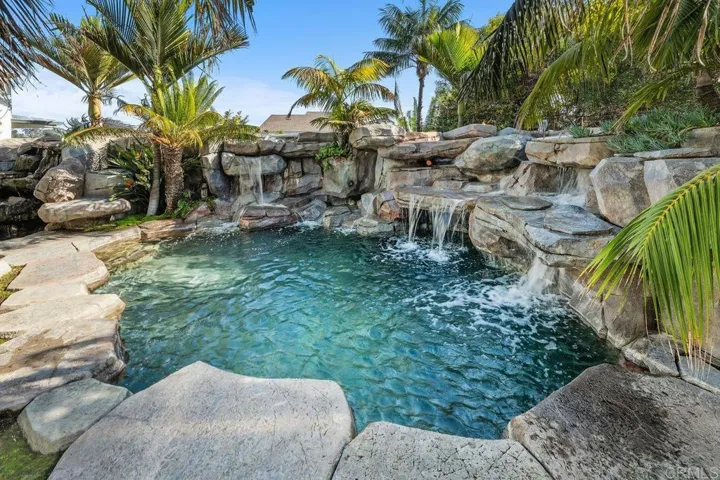 Pool with waterfalls
