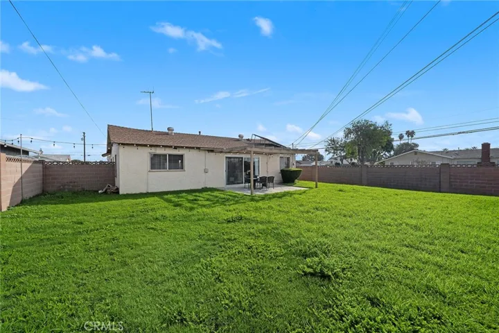 backyard with block wall fencing