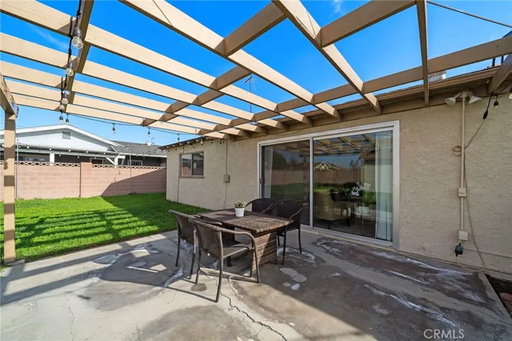 Backyard with covered patio