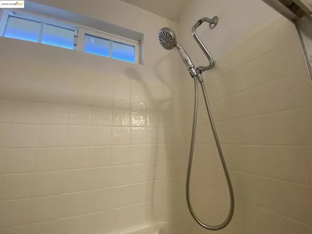 Bathroom view of tiled shower
