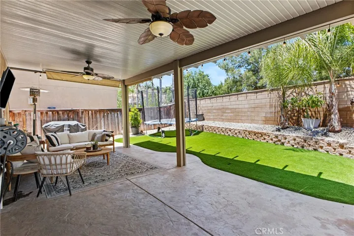 Open Patio with Alumawood Patio Cover and Two Ceiling Fans