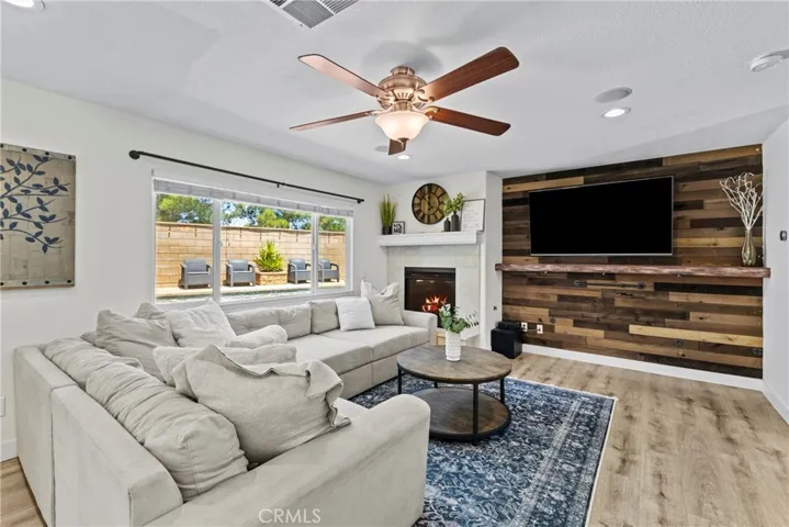 Cozy Family Room with Media Area and Fireplace