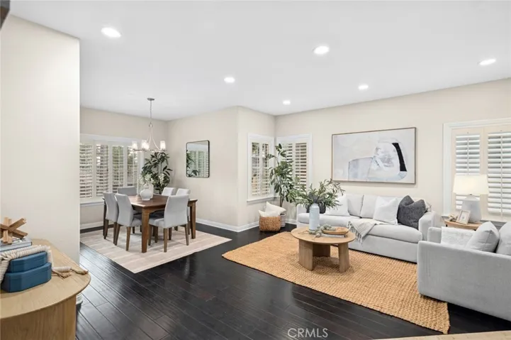 Open living room and dining room