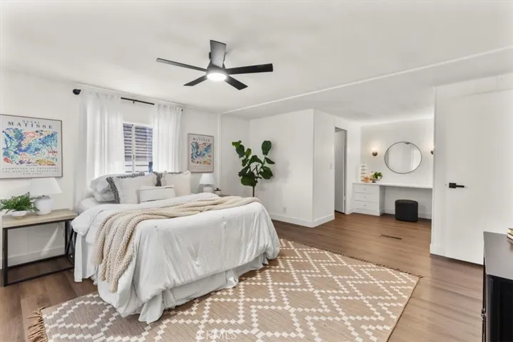 Master Bedroom of the home at 300 N Rampart St TRAILER 127, Orange, CA. A bright and spacious private retreat