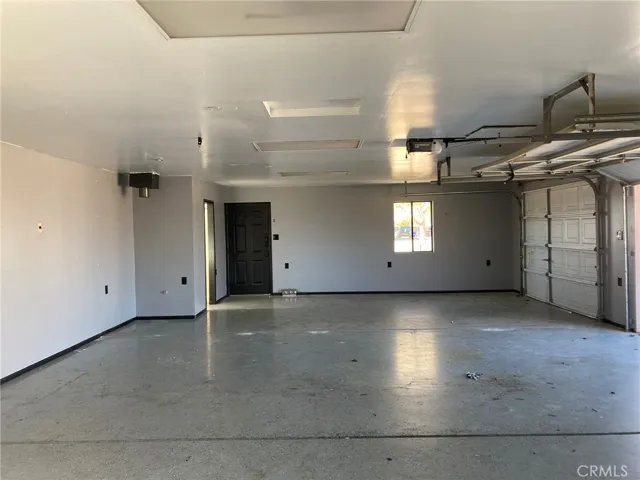 Garage interior looking west